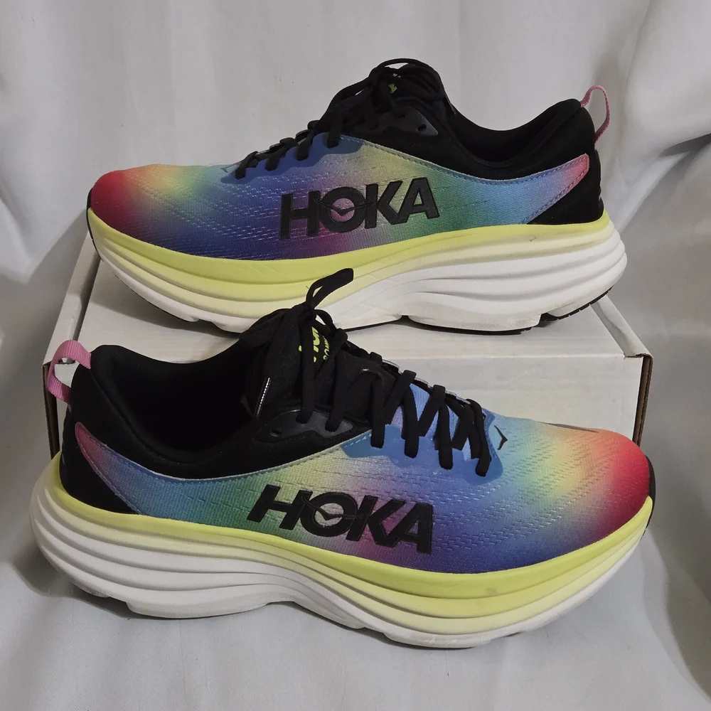 HOKA ONE ONE Bondi 8 'Rainbow' Running Shoes US Men Size 11D - Picture 2 of 11